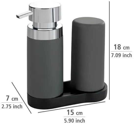 WENKO 54735100 - Umývacia stanica EASY SQUEEZ-E 15x18 cm šedá/šedá