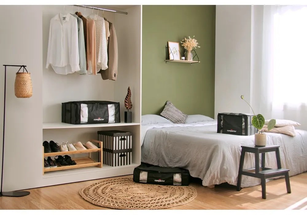 Čierny úložný box na oblečenie Compactor XXL Black Edition 3D Medium, 125 l