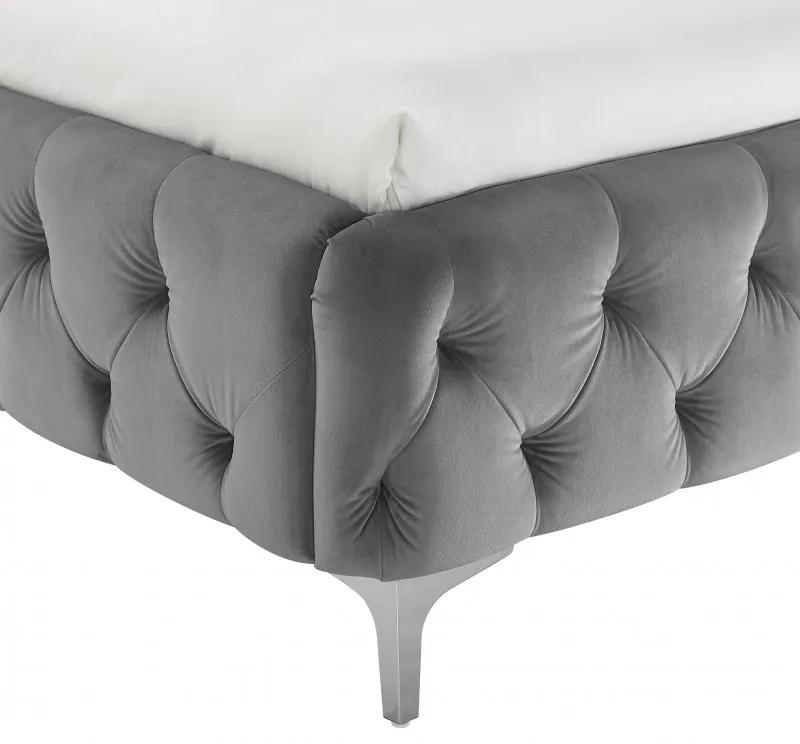 (3601) MODERN BAROCK zamatová posteľ 180x200cm šedá