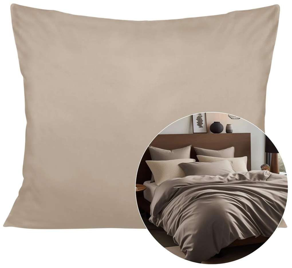 SATÉNOVÁ OBLIEČKA NA VANKÚŠ 50X70 CM TMAVOBÉŽOVÁ