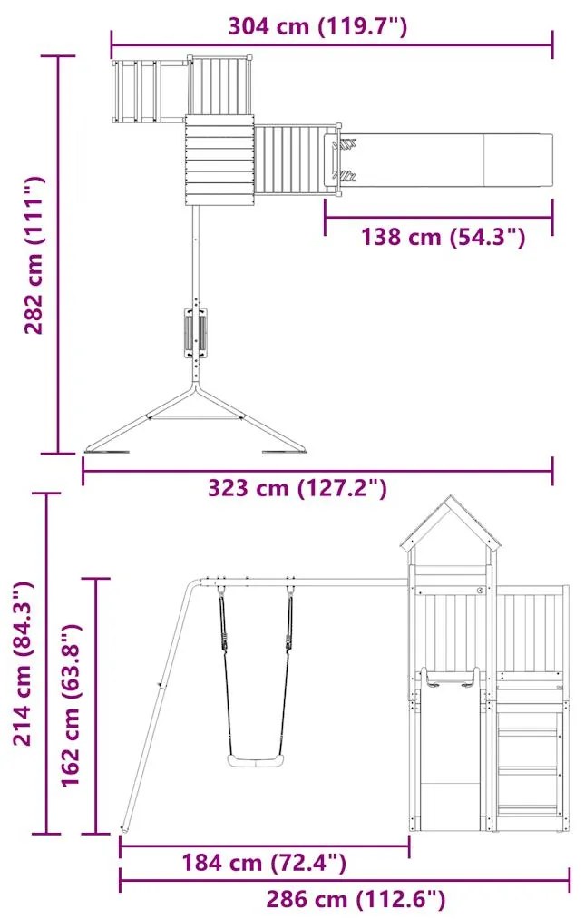 Vonkajšia súprava na hranie impregnovaná borovica