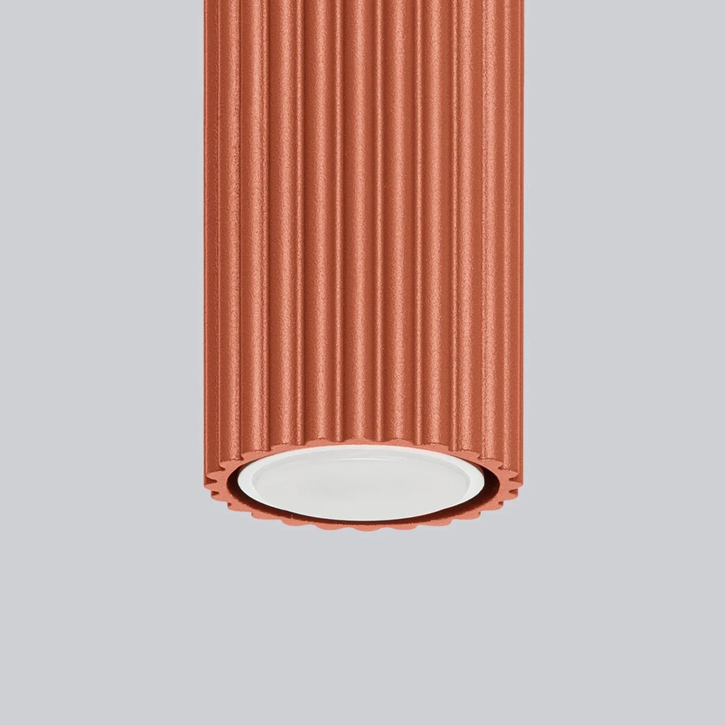 Stropné svietidlo Karbon, 1x okrovo červené kovové tienidlo, (40 cm)