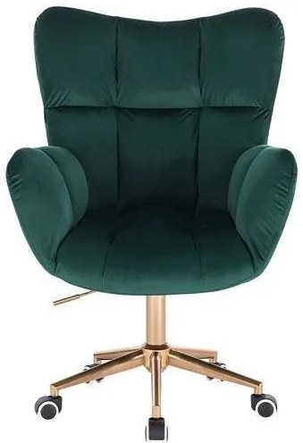 LuxuryForm DESIGN Kreslo AURORA VELUR na zlatej podstave s kolieskami - zelené