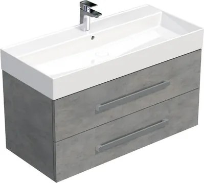 Kúpeľňová skrinka s umývadlom SAT Cube Way 100x53x46 cm betónová matná CUBE461002BESAT