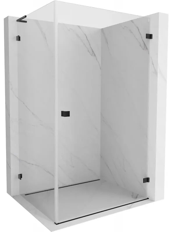 Mexen Lunar-B L pravý výklopný sprchový kút 75 x 70 cm, číre sklo, čierna matná, 832L-075-070-66-00-P