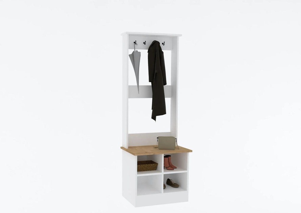 Predsieňová zostava Kotati (dub zafírový + biela) . Akcia -19%. Vlastná spoľahlivá doprava až k Vám domov. 1093874