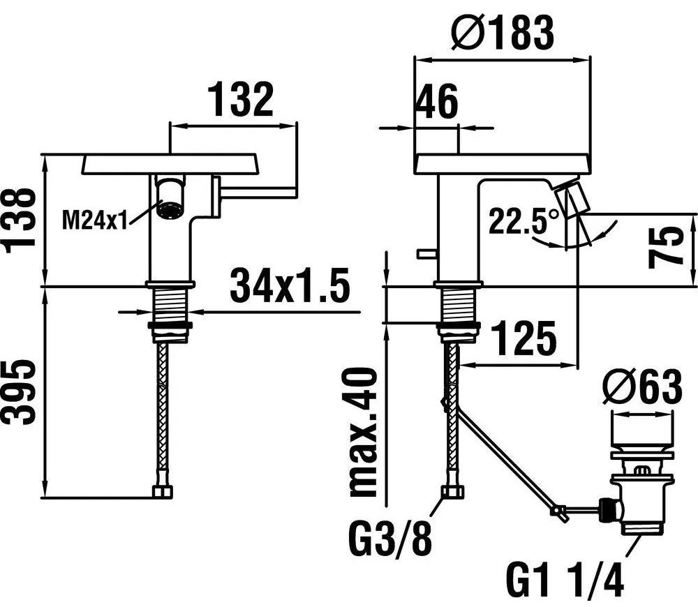 LAUFEN Kartell Bidetová páková batéria (disk), chróm H3413310041111