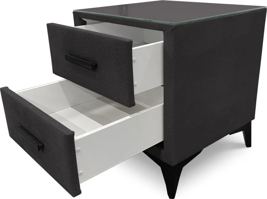 Nočný stolík s 2 zásuvkami Joy, grafitovo šedá látka