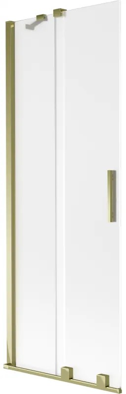 Mexen Velar, 2-krídlová posuvná vaňová zástena 75 x 150 cm, 8mm sklo námraza, zlatá lesklá, 896-075-000-31-50