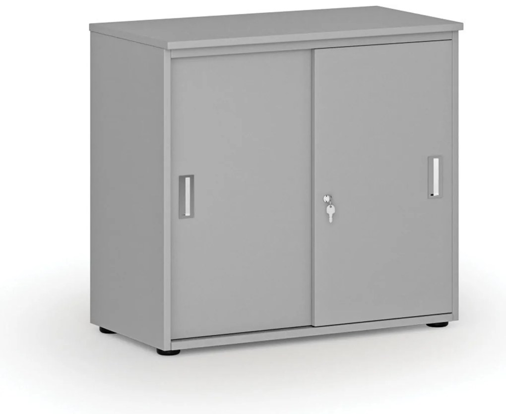 Kancelárska skriňa so zasúvacími dverami PRIMO GRAY, 800 x 420 x 740 mm, sivá