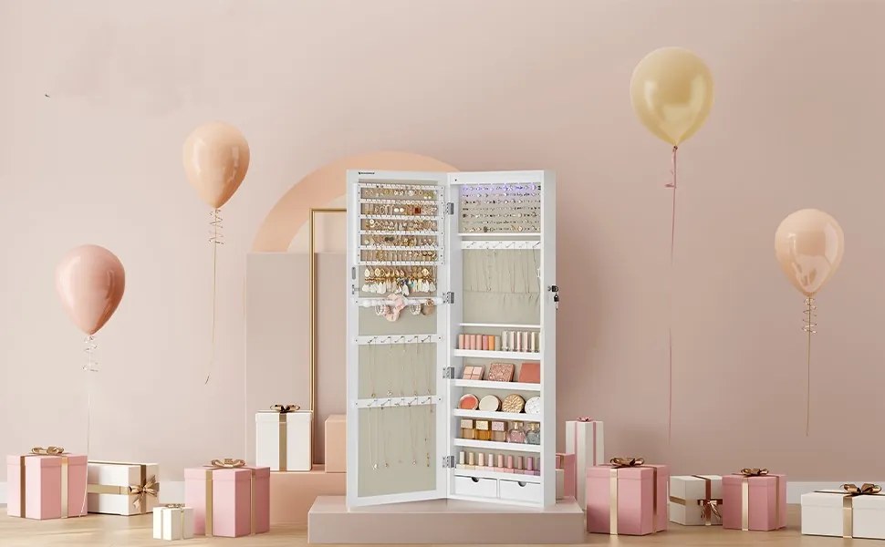 Závesná šperkovnica Elissa biela/béžová