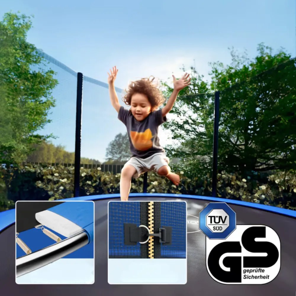 Trampolína s bezpečnostnou sieťou JUMP, Ø183 cm, čierna/modrá Monzana