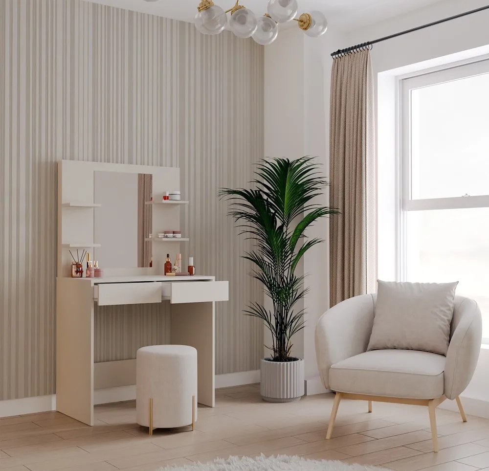 Toaletní stolek Marina 81 cm se zrcadlem kašmírový