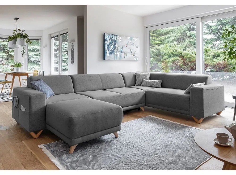 Sivá rozkladacia/s úložným priestorom rohová pohovka (pravý roh/do tvaru "U") Classy Sophie – Miuform