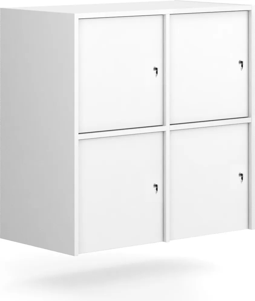 Nadstavba pre skrine FRAME, 4x dvere, 872 x 450 x 854 mm, cylindrický zámok, biela