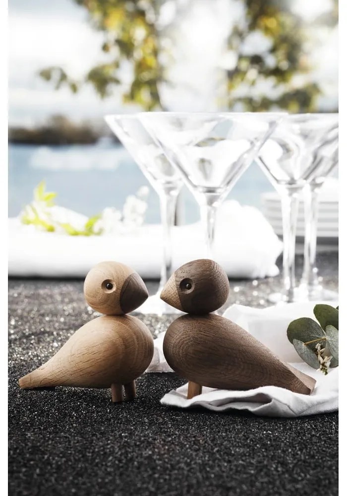 Súprava 2 sošiek z masívneho dubového dreva Kay Bojesen Denmark Lovebirds