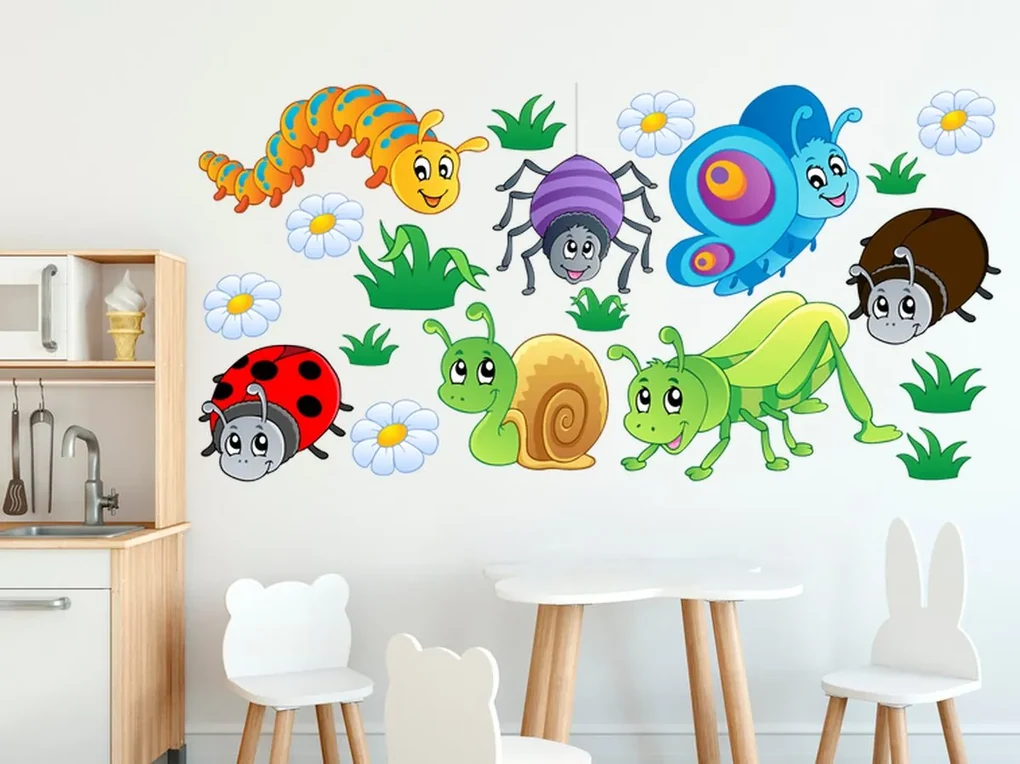 Gario Nálepka na stenu pre deti Veselé chrobáčiky Rozmery: 100 x 50 cm