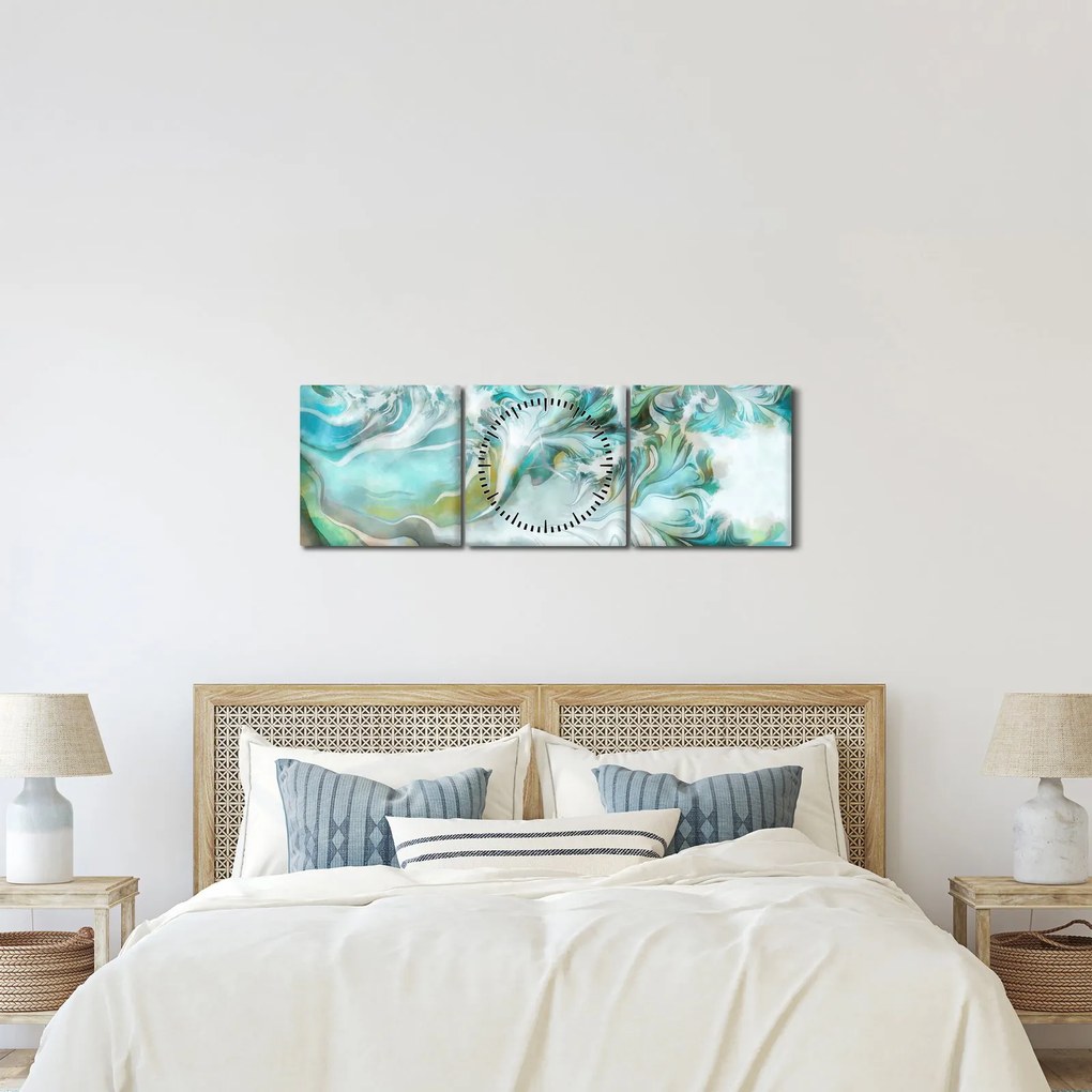 Obraz - Maľba abstraktných vzorov (s hodinami) (90x30 cm)