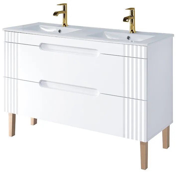 Kúpeľňová skrinka Fiji Lava so zápustným umývadlom 120 cm dub coast evoke/biela