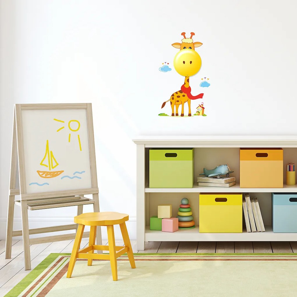 Detské nástenné svietidlo Giraffe, 1x žlté plastové tienidlo, or