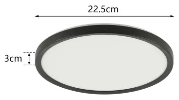 Brilagi - LED Kúpeľňové svietidlo ULTRA SLIM LED/12W/230V pr. 22,5 cm čierna IP54