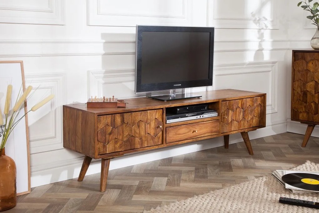 Dizajnový TV stolík Justice, 140 cm, sheesham