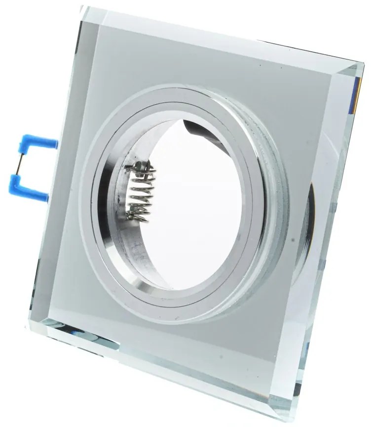 Ecolamp Podhľadové svietidlo Glass Square, 1x sklenené/strieborné kovové tienidlo, s