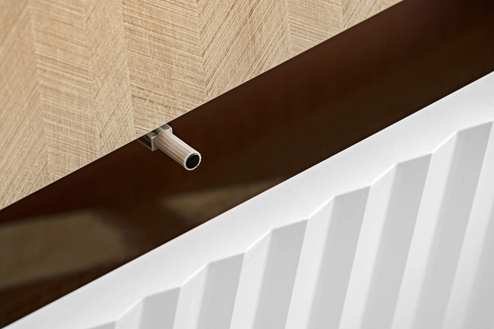 TV stolík Bliwon 148 cm so zásuvkami - jodeľka scandi / biely mat