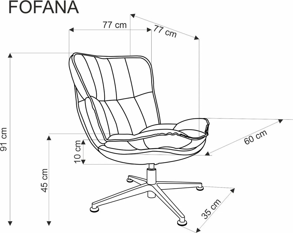 Dizajnové otočné kreslo Fofana krémové