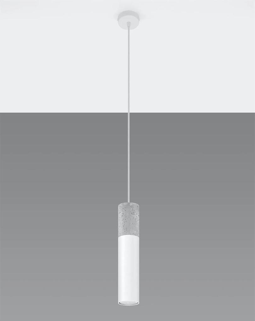 Závesné svietidlo Borgio, 1x betónové/biele kovové tienidlo
