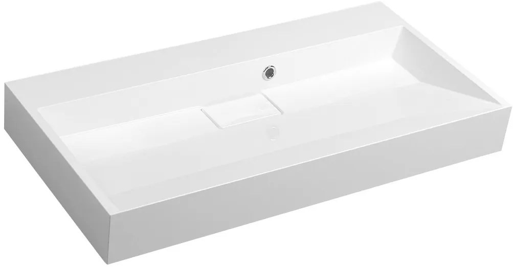 Sapho AMUR, umývadlo 90x46cm, liaty mramor, bez otvoru pre batériu, biela, 55032-0