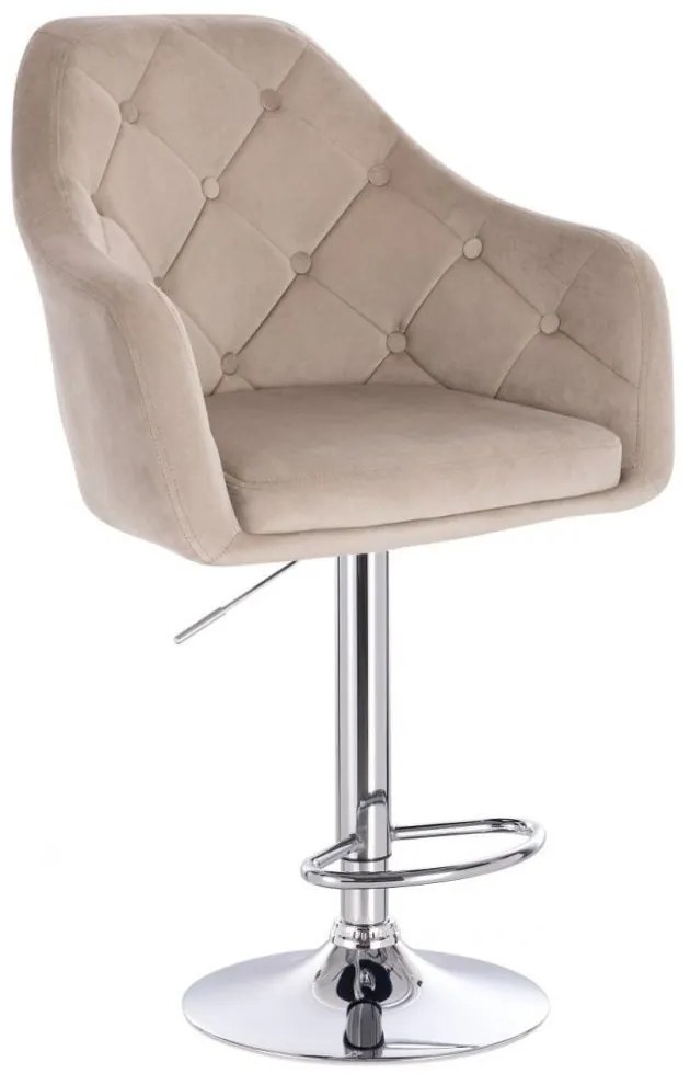 LuxuryForm DESIGN Barová stolička ANDORA VELUR na striebornom tanieri - latte