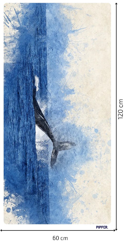 60x120cm Veľryba v oceáne - textilná nálepka na stenu