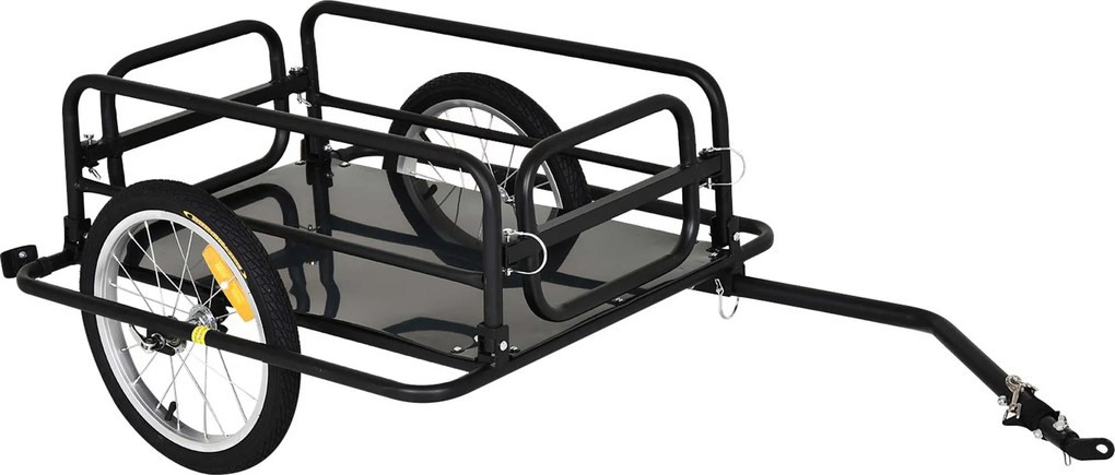 HOMCOM prívese pre bicykel s nosnosťou 40 kg, prepravným vozíkom z ocele, čierny, 139 x 71,5 x 49 cm | Aosom