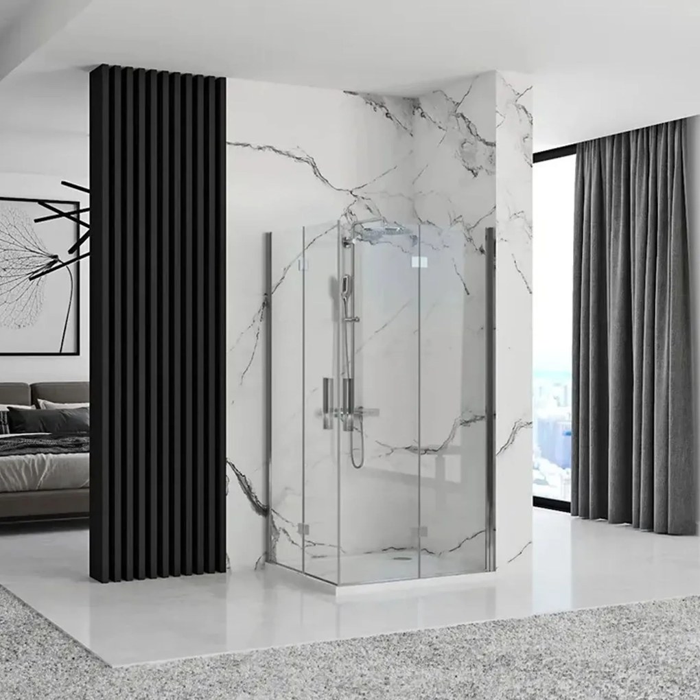 Štvorcový sprchový kút REA MOLIER DOUBLE 90x90 cm, chróm/transparent - bez vaničky