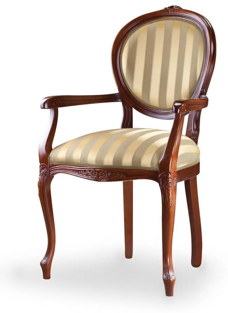 TARANKO Fotel L rustikálne jedálenské kreslo hnedá / zlato-zelený vzor (A4  0305) | BIANO