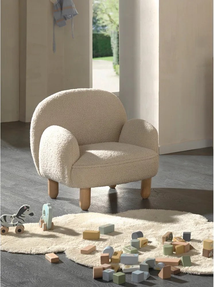 Béžové detské kresielko z textílie buklé Rocky – Vipack