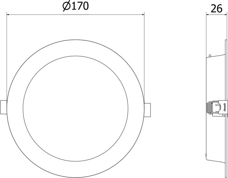 Mexen LDRR, LED stropné svietidlo na zapustenie, priemer 12 cm 17 cm, 12W, neutrálna - 4000K, 900 lm, čierna - L210-017-1240-70