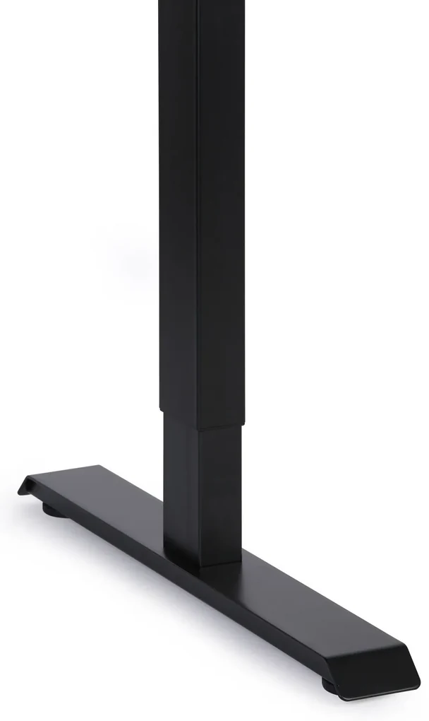 Výškovo nastaviteľný stôl, 160x80 cm, 1 motor, zaoblené rohy, čierna podnož, sivá