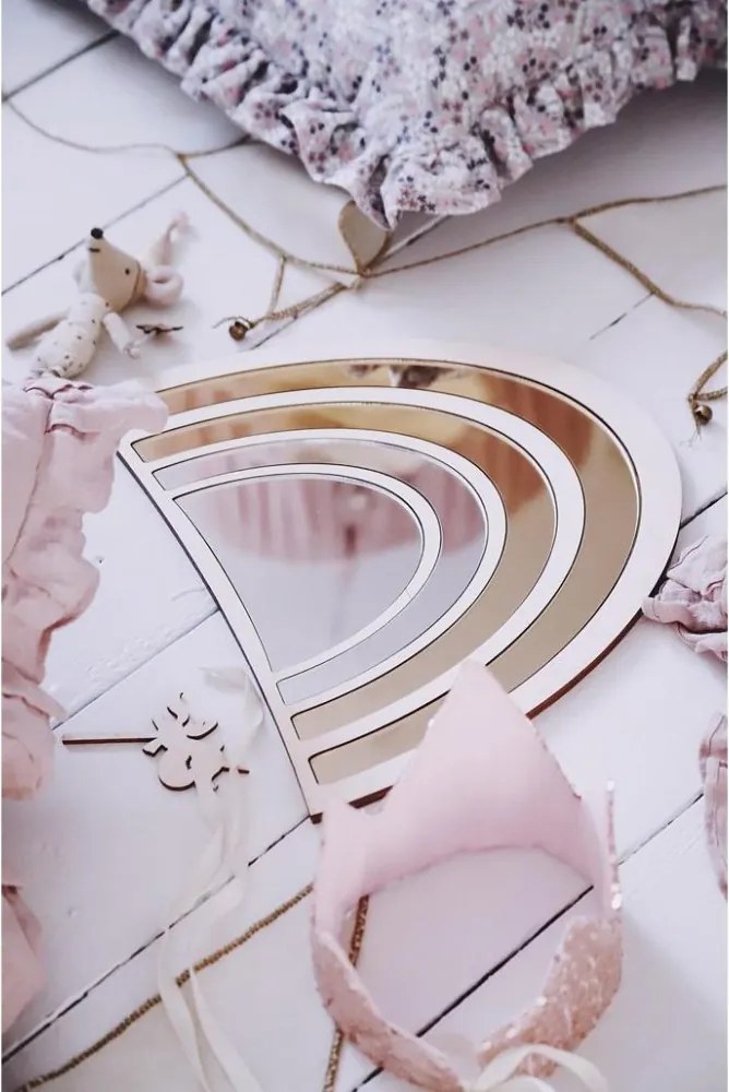 Zrkadlo dúha do detskej izby – akrylové zrkadlo z dreva 29x25 cm