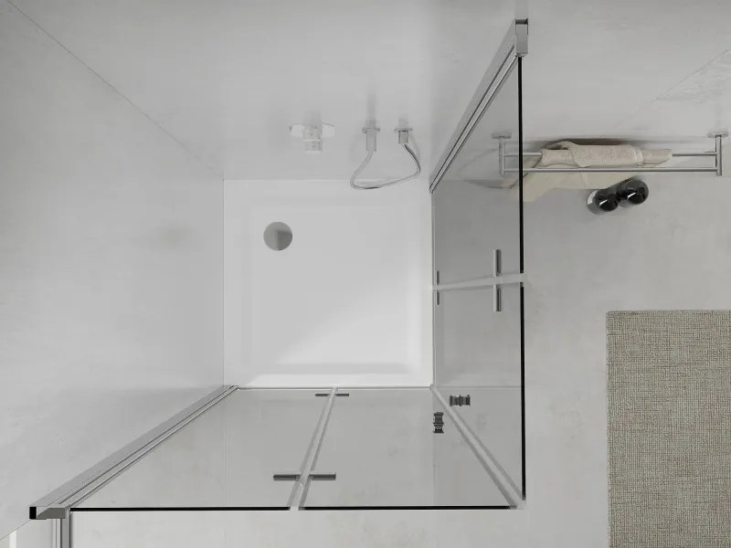 Mexen Lima Duo skladací sprchový kút 90 x 90 cm, transparentný, chróm + sprchová vanička Flat - 856-090-090-01-02-4010
