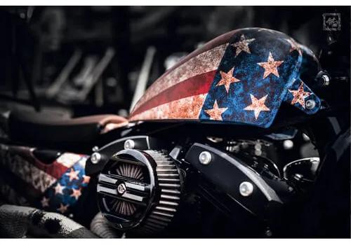 Ceduľa USA Flag Motorbike