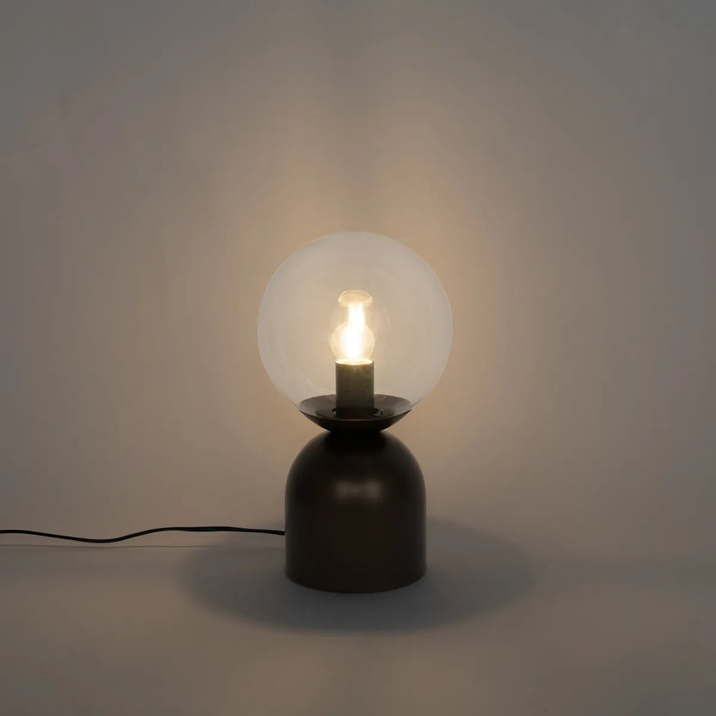 Stolná lampa Hotel Chic tmavá bronzová s čírym sklom - Pallon Trend