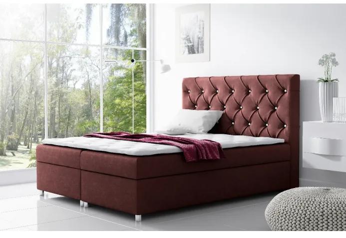 Čalúnená posteľ s úložným priestorom Vivien vínová 120 + topper zdarma