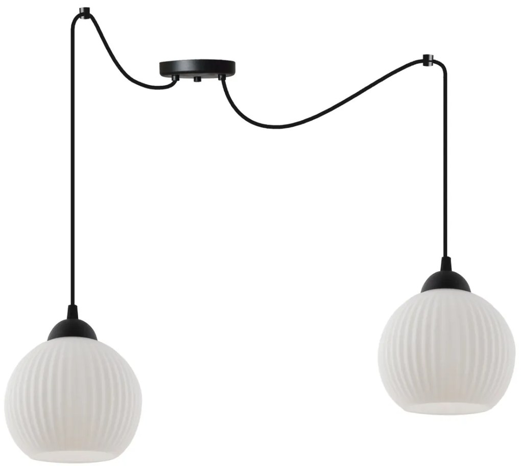Závesné svietidlo Riffle Round Spider, 2x biele sklenené tienidlo, b