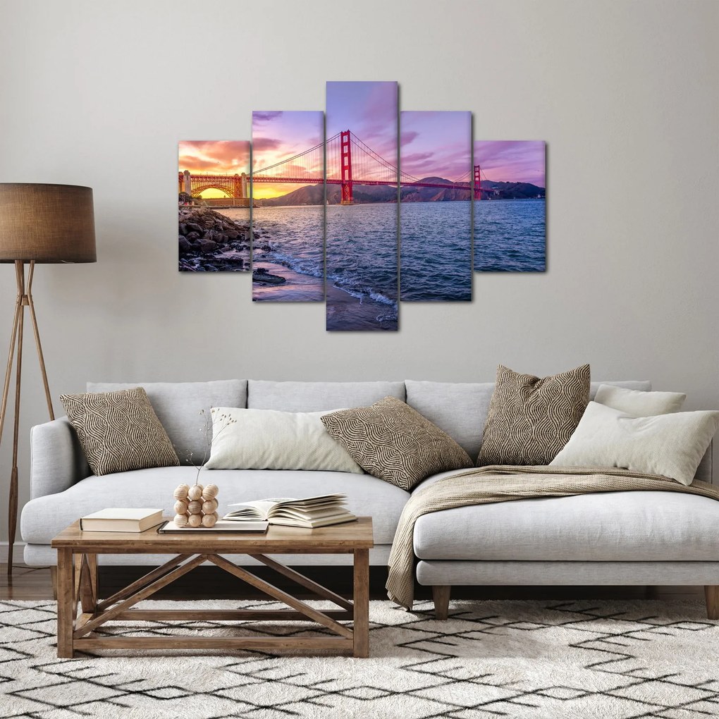 Obraz mosta pri západe slnka (150x105 cm)