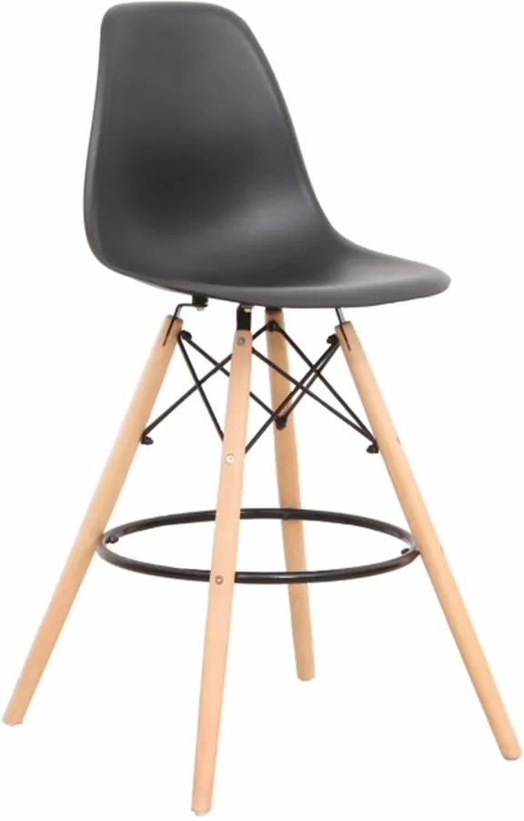 Barová stolička, čierna/buk, CARBRY NEW