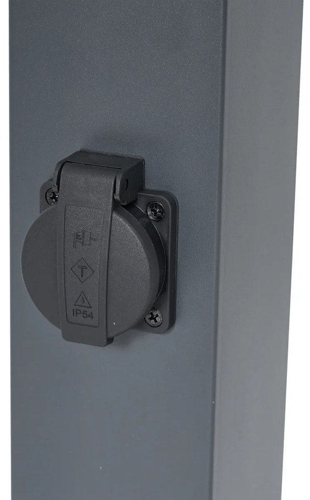 Vonkajšia lampa tmavosivá s opálovým sklom 80 cm IP44 so zásuvkou a snímačom pohybu - Malios