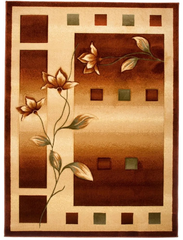 Kusový koberec Kvety 2 hnedý 70x140cm