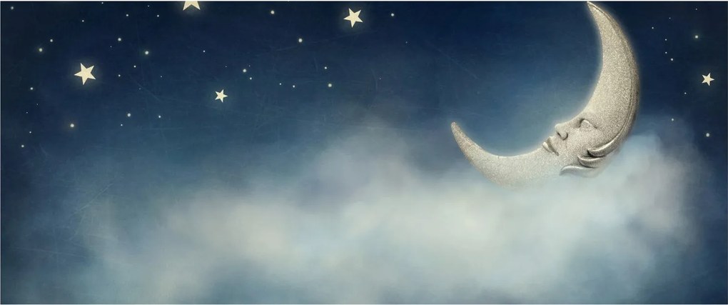 Obraz - Mesiac s hviezdami (120x50 cm)